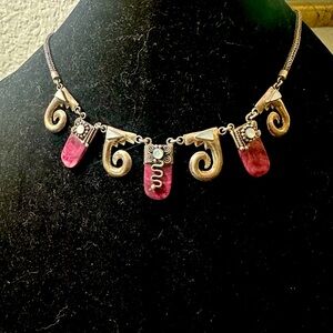 Rare 💕Spiny oyster moonstones & 985 silver wheat chain artisan made & necklace